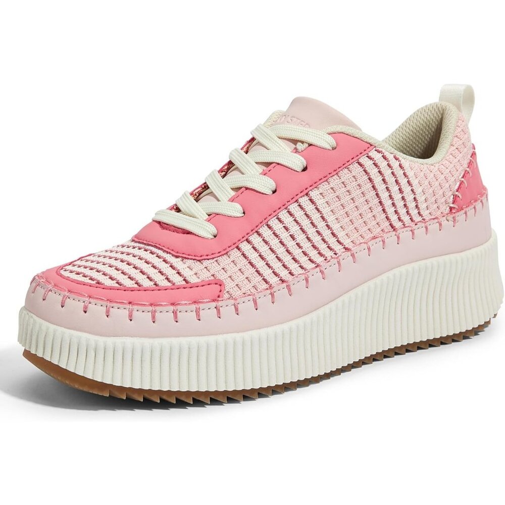 Lucky Step Women's Pink Platform Sneakers Rhinestone Fashion Chunky Shoes